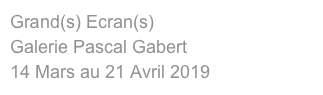 Grand(s) Ecran(s)
Galerie Pascal Gabert
14 Mars au 21 Avril 2019